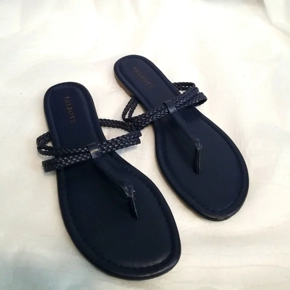 Talbots Shoes Talbots Cece Braided Thong Sandals Navy Blue